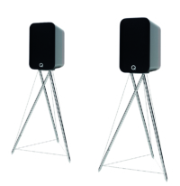 רמקולים מדפיים Concept 300 של Q Acoustics - על סטנדים - עם גריל - שחור - תמונת מוצר